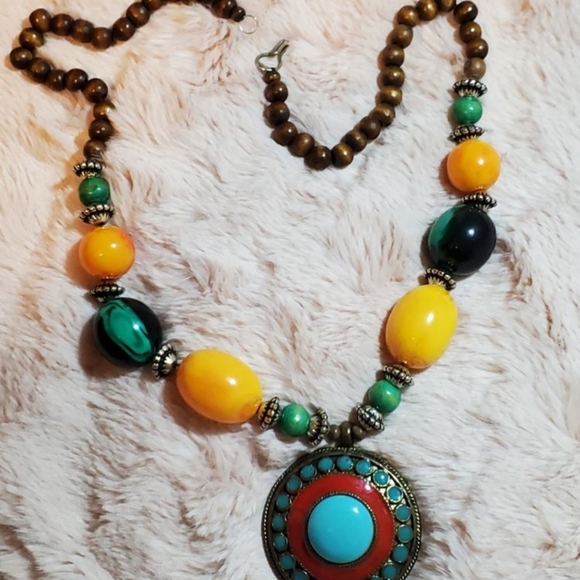 Beautiful Boho Turquoise Statement Necklace - Picture 2 of 6